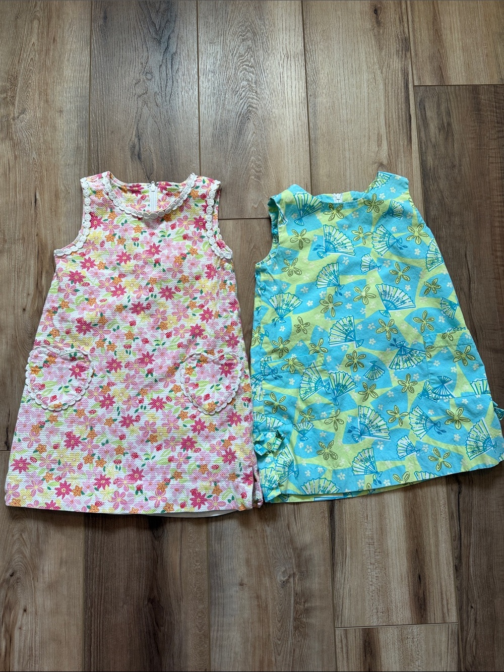 Lilly Pulitzer Girls Floral Pink & Aqua Shift Dresses